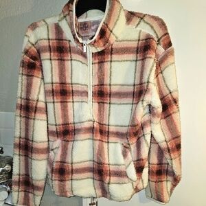 NWOT No Boundaries Pink Plaid Fleece Jacket Juniors XXL size 19